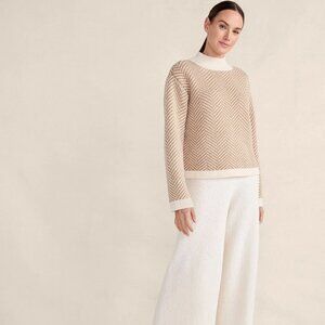 NWT - Haven Merino Cashmere Herringbone Mockneck Sweater - Size S